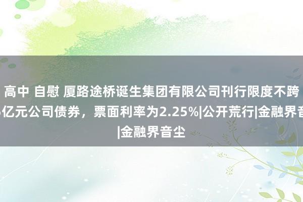 高中 自慰 厦路途桥诞生集团有限公司刊行限度不跨越5亿元公司债券，票面利率为2.25%|公开荒行|金融界音尘