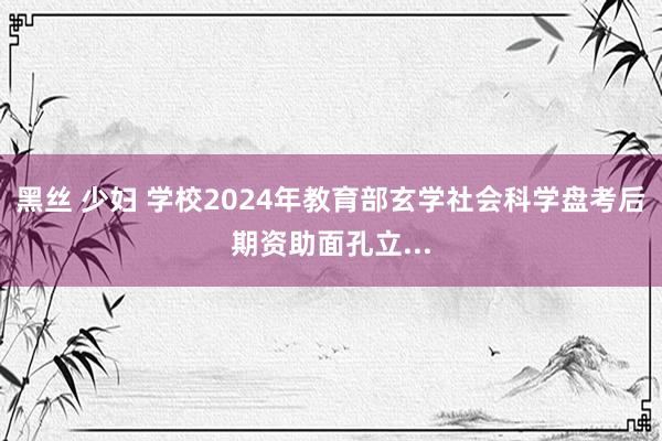 黑丝 少妇 学校2024年教育部玄学社会科学盘考后期资助面孔立...